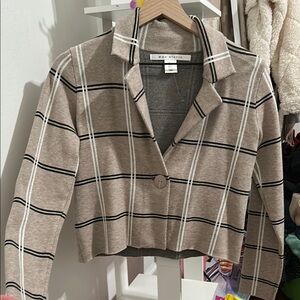 Max Studio Beige Checkered Blazer